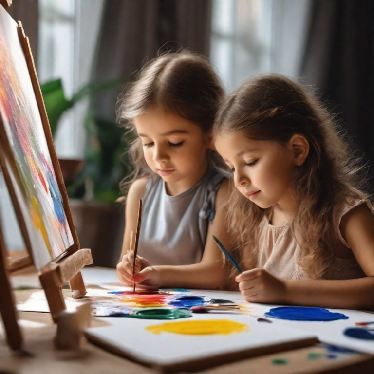 Enfants joyeux peignant et dessinant ensemble